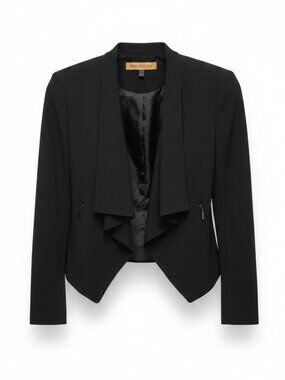 Nipon Boutique Black Draped Open-Front Jacket